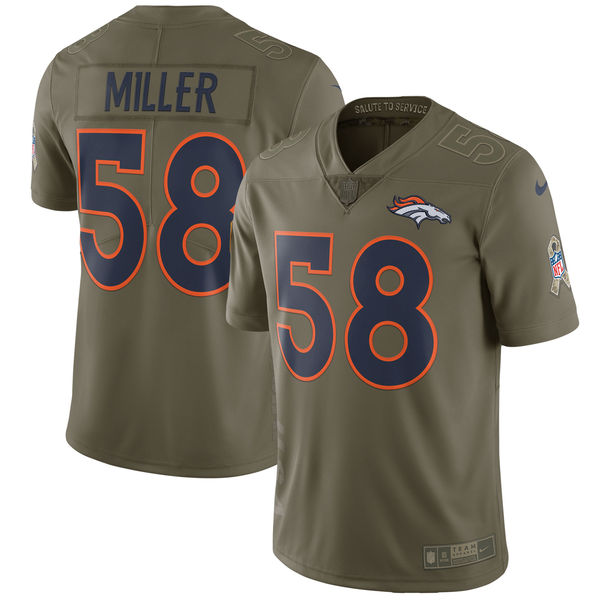 Youth Denver Broncos #58 Miller Nike Olive Salute To Service Limited NFL Jerseys->youth nfl jersey->Youth Jersey